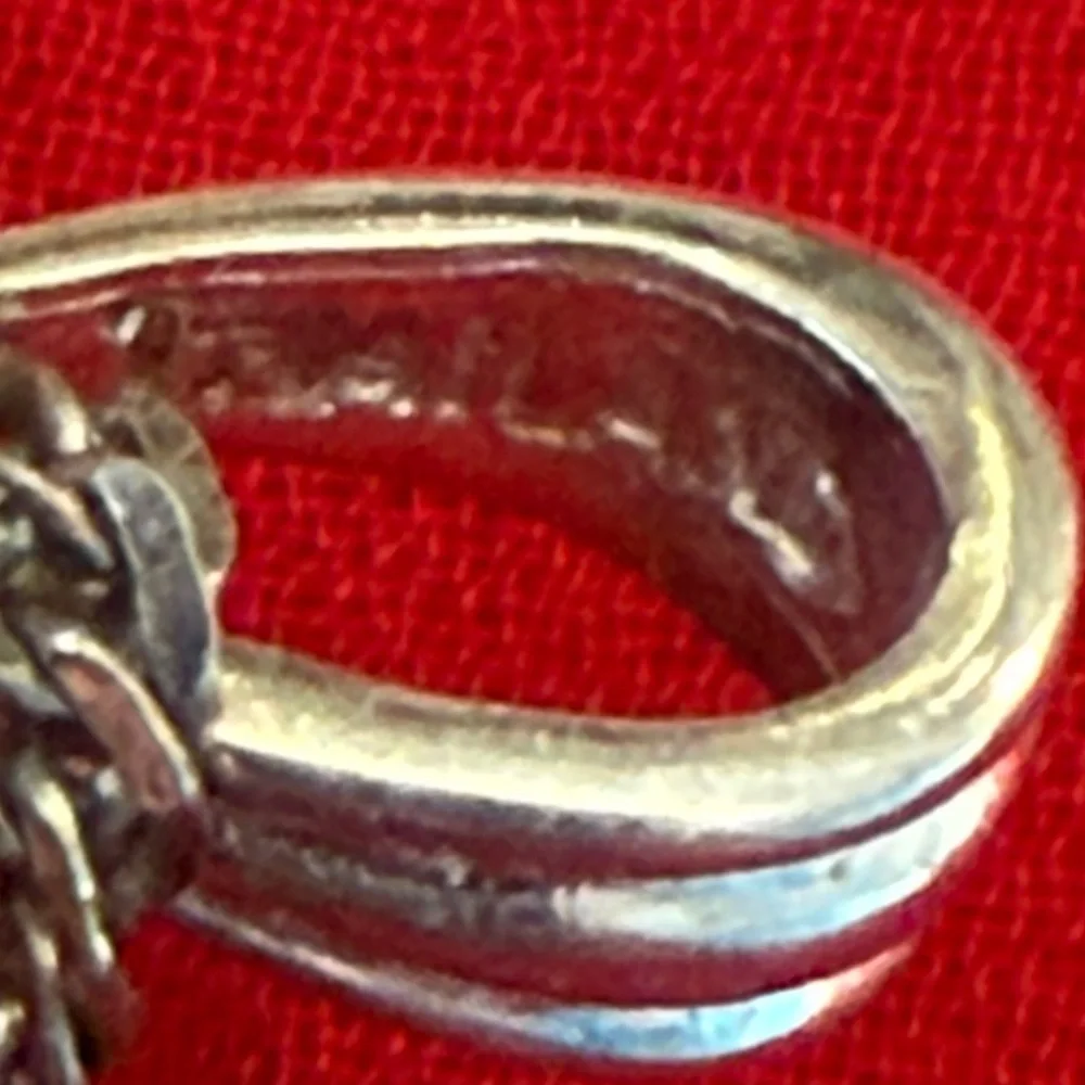 Sterling Silver filigree puffy heart necklace  11g .925 Italy